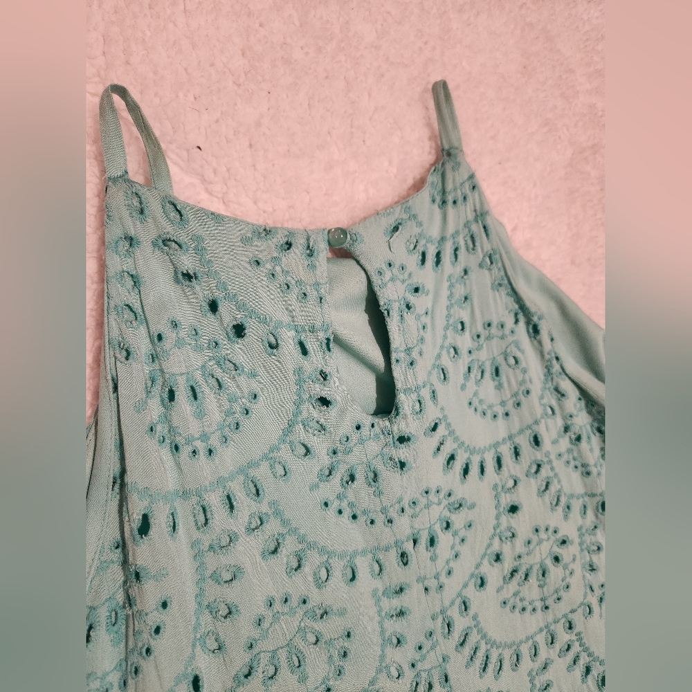 Luxology Mint Mini Scalloped Eyelet Lace Dress Size 14 Women's Summer - Picture 3 of 4